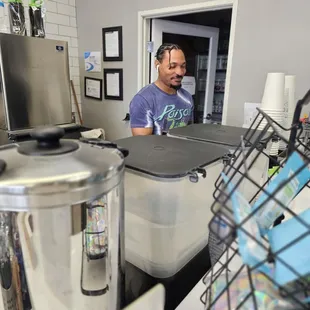 Hands down, he makes your day  greets you an makes sure your order is correct and that you have been taken care of always has a smile.