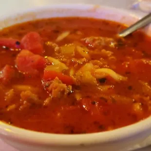 The amazing delicious Italian sausage orzo soup