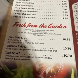 Garden menu