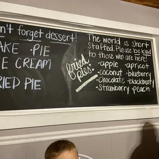 Dessert chalk bird menu