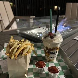 Fries and milkshake