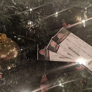 Our tickets in the front entryway tree!
