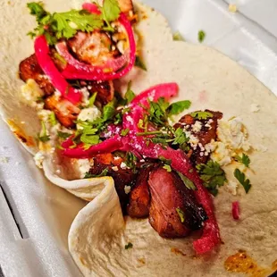 Pork belly tacos
