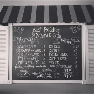 Menu with delicious food and baked goods
