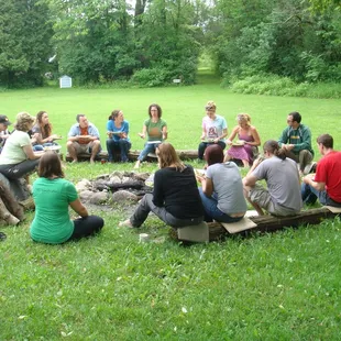 Group retreat meeting outside