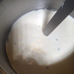 Cheese Class - curds in the early stages.