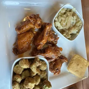 Wild Wings Fried Cabbage Fried Okra cornbread