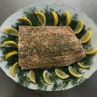 Poached Salmon, call for pricing.