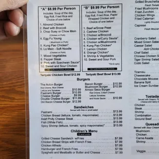 a menu for lunch specials