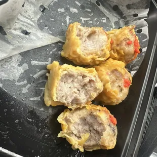 Fake shrimp and pork sui mai without shrimp.