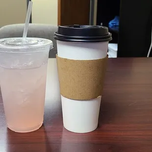 Buy local, stop in and get your coffee here on the way to work.  Here iced lavender lemonade and coffee