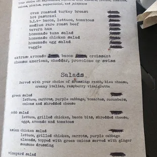 Menú with no prices