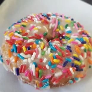 Wendi's: Rainbow Sprinkles donut.  So fresh!