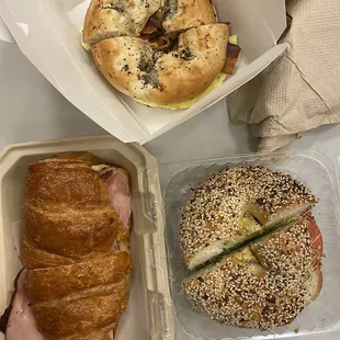 a bagel and a sandwich