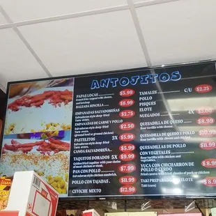 Menu Antojitos