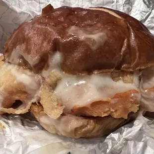 Pretzel bacon chicken club - without the bacon