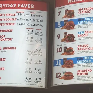 a menu for a fast food restaurant