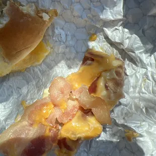 a bacon and cheese sandwich