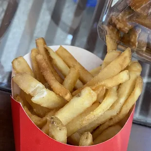 french fries in a red box