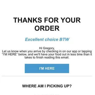 Confirmation and instructions