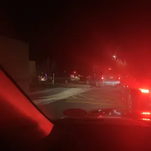 a red light on a city street