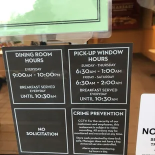 This sign, on the ENTER door, conflicts with the message on the other door regarding hours of business