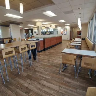 Large, clean dining area.