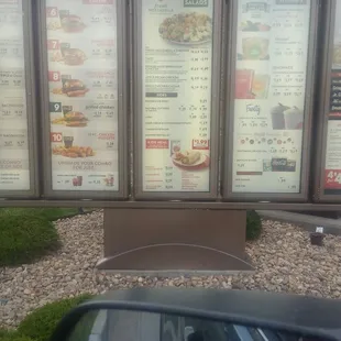 the menus of a fast food restaurant