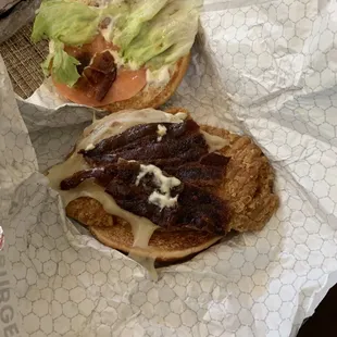 a sandwich with lettuce and meat