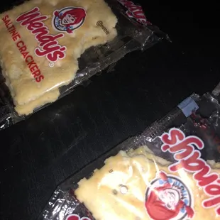 two packages of cheese crackers