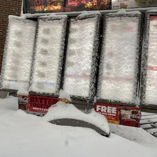 They didn&apos;t bother to clean off drive they menu when it snowed. Received wrong order.