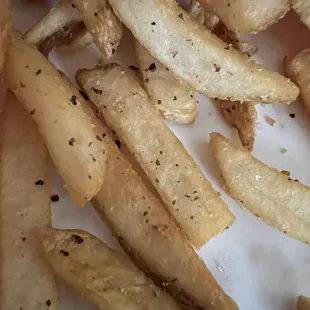 Fries with burnt spice added?