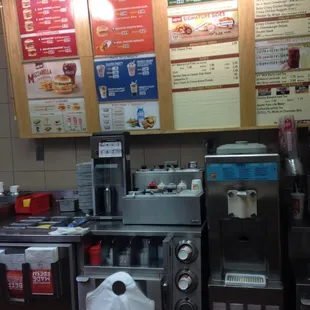 the inside of a fast food restaurant