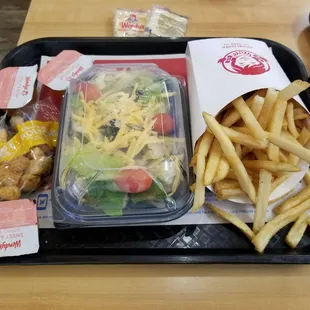 Side salad n lrg lrg fries