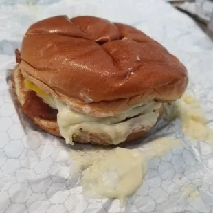 Breakfast baconator w/ extra cheese sauce mmmmm so good