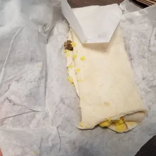 Shitty wrapping of the burrito itself and even the wrapping of the paper