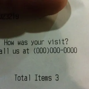 Their phone number they put on the receipt.