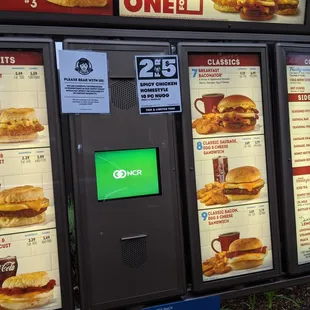 Drive-thru breakfast menu.