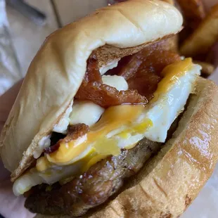 The breakfast baconator. It's pretty hefty...but again I like McDonald's Bfast better.