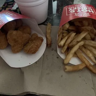 Hard nuggets/ Old burnt fries