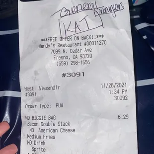 Picture of receipt
