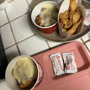 Full order before seasoned potatoes were split...