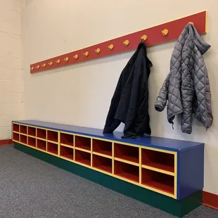 coat racks and cubbies for little shoes
