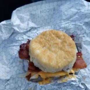 Bacon, sausage &amp; egg biscuit