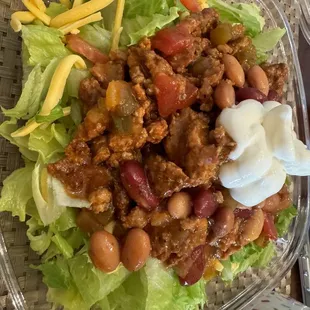 Taco Salad is good, wish they told me the ran out of chips before giving me saltines