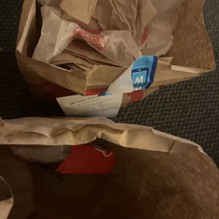 The empty bags from this beautiful meal
