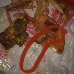 Plastic in my food I wonder how something that big went unnoticed? I am heated .