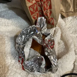 This is how burger was put in bag....