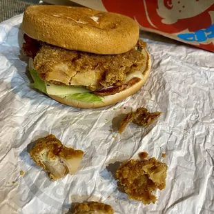 Chicken Asiago sandwich.  Made with dry old inedible chicken. Disgusting.