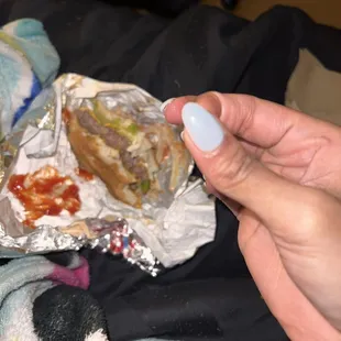 Hair in cheeseburger